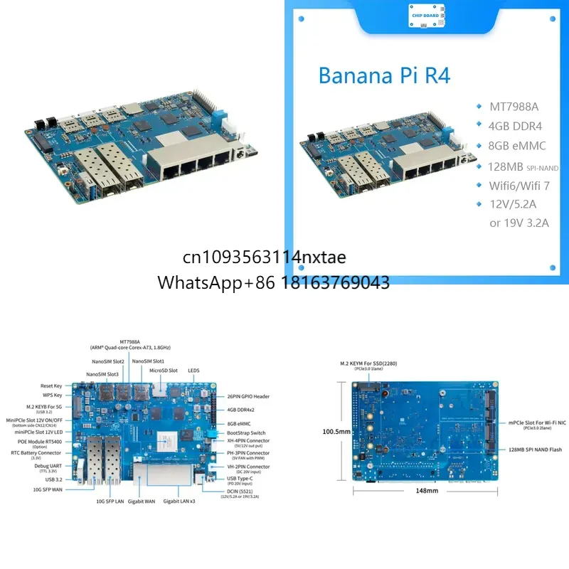 2026 ساخن! لوحة Banana Pi BPI  - مراجعة Bananapi Bpi R4 Wifi 7 وسعره
